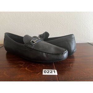 Aldo Orlovoflexx Mens Leather Loafers Driving Shoe Black Sz 10.5 Silver Horsebit